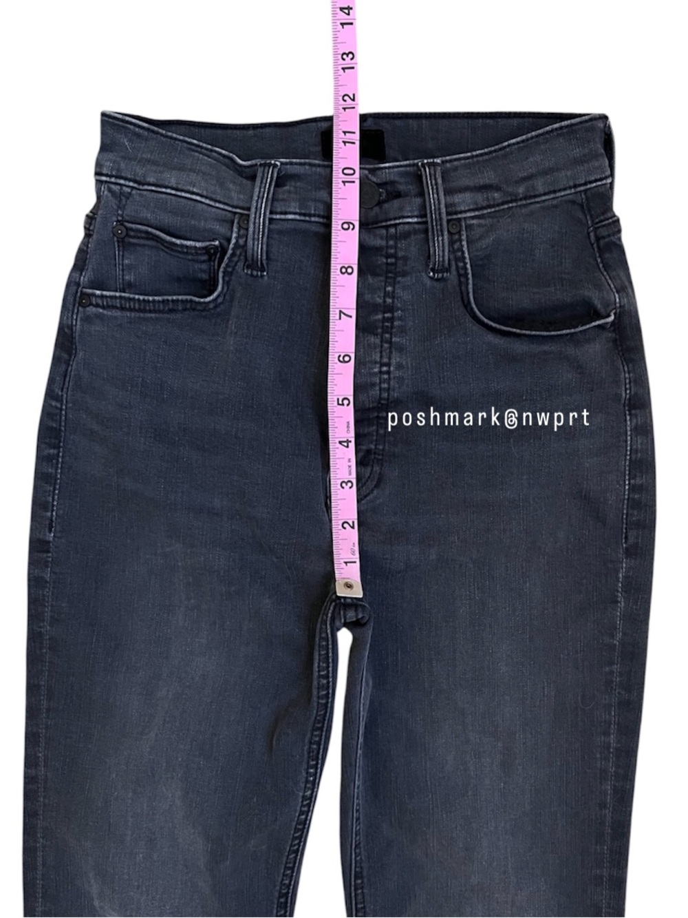 MOTHER Tripper Ankle High Waisted Lighting Up Lanterns Dark Grey Washed Black 24 - Picture 9 of 15